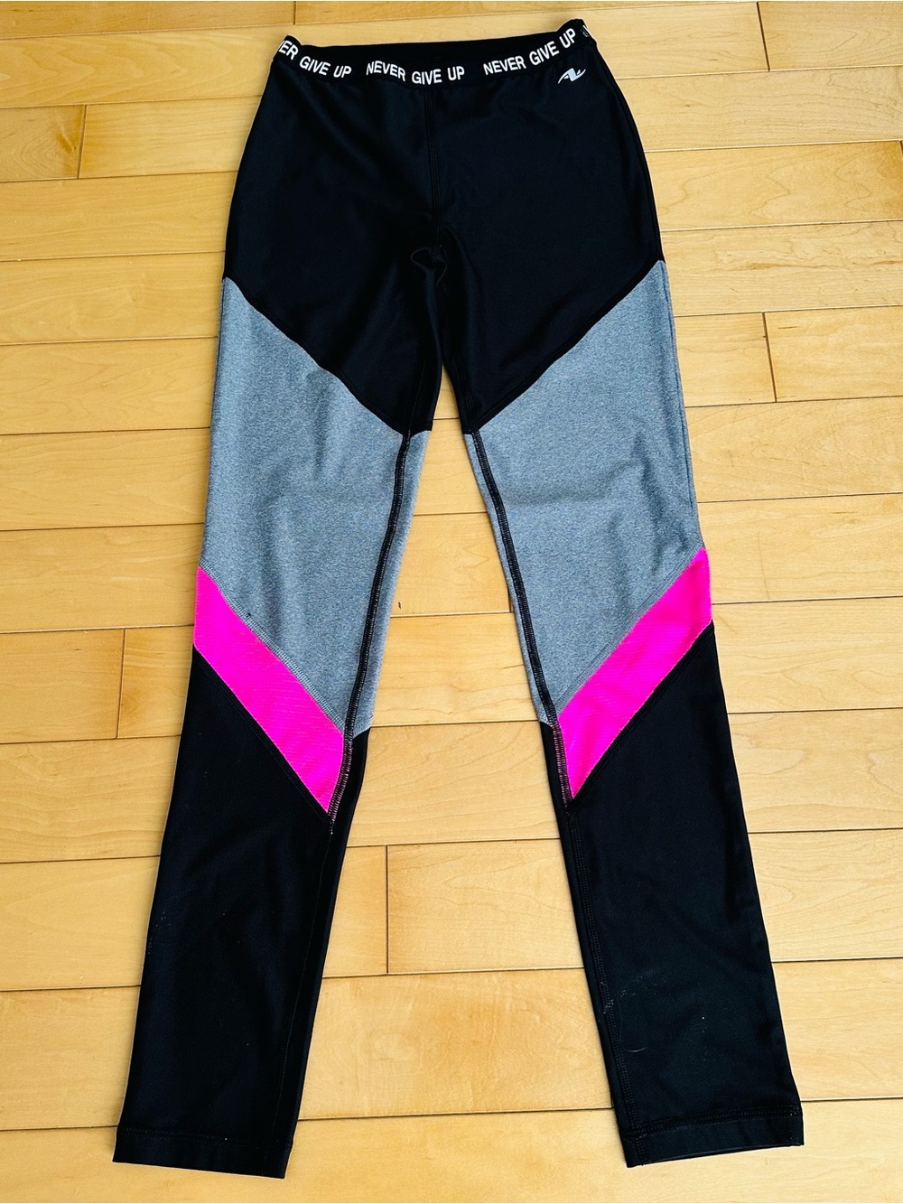 Athletic Works Girls' Black, Gray & Hot Pink Colorblock Active Leggings